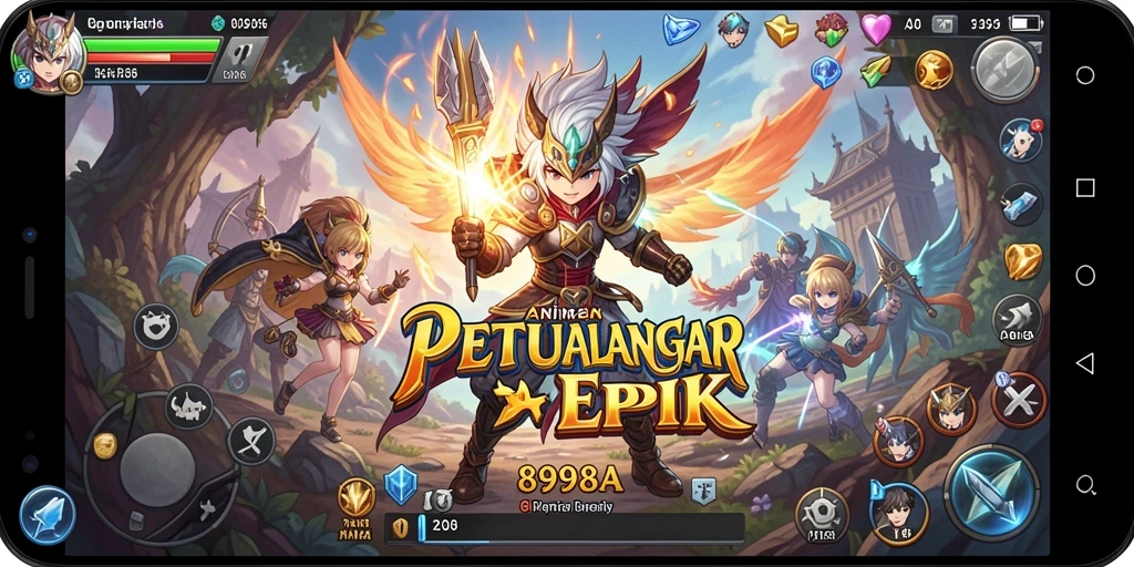 Screenshot gameplay 898A menampilkan karakter anime dalam pertempuran yang epik.