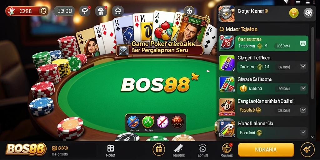 Screenshot utama BOS88 menampilkan aksi bermain poker yang mendebarkan.