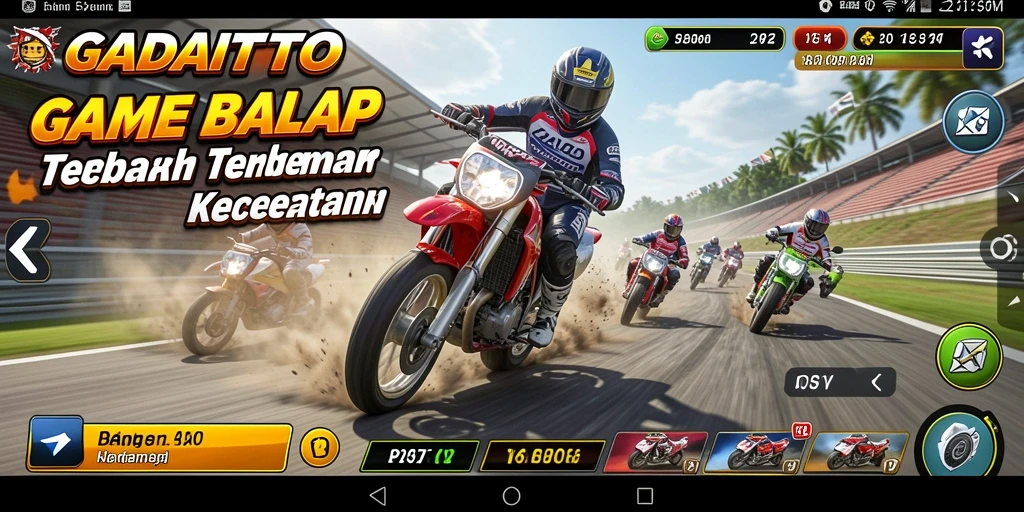 Tampilan gameplay GADAITOTO dengan aksi balap yang mendebarkan.