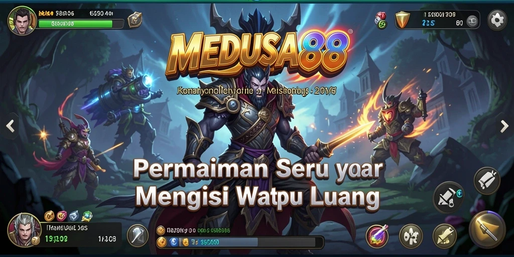 Tampilan screenshot MEDUSA88 menunjukkan gameplay yang ceria dan penuh warna.