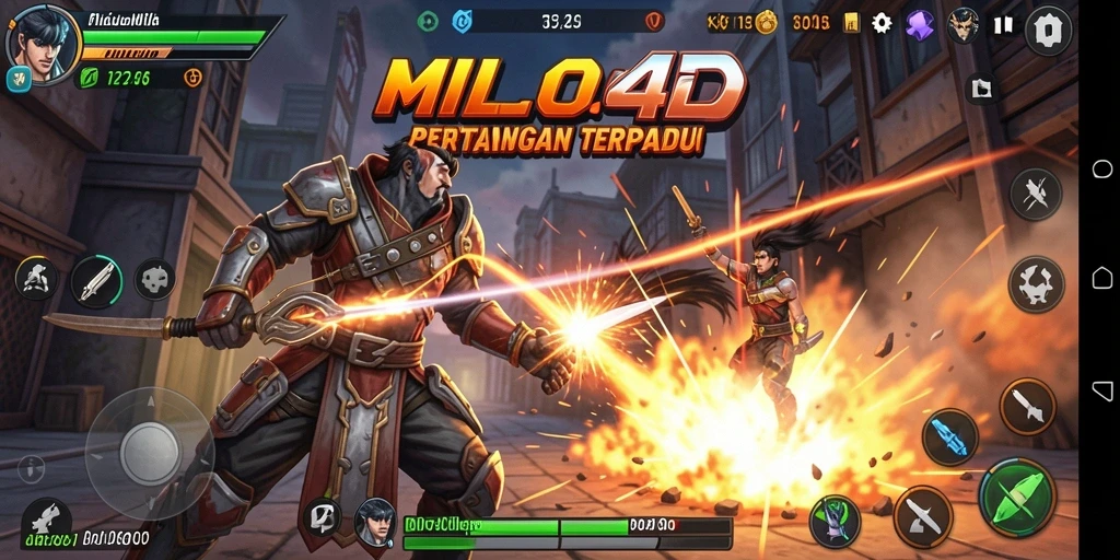 Screenshot gameplay <strong>MILO4D</strong> yang menunjukkan pertarungan seru antara karakter.