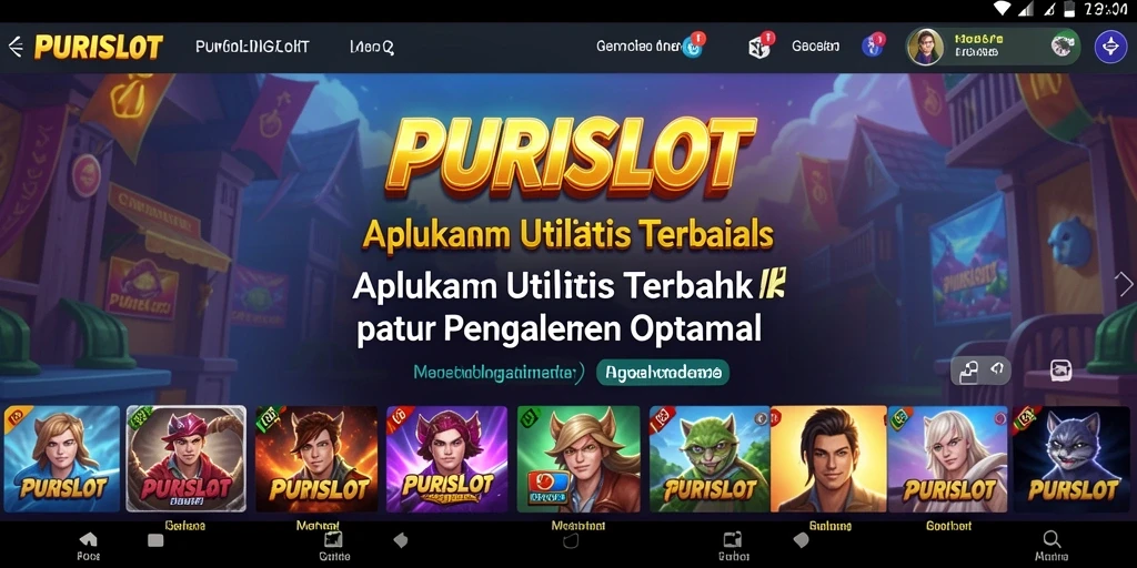 Tampilan utama dari aplikasi PURISLOT yang intuitif dan menarik.